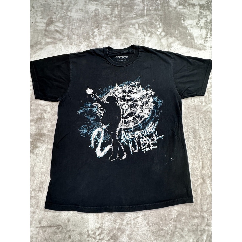 LUCKI 2 Neptune N Back Tour Merch T-Shirt Black Graphic Concert Tee Size Large